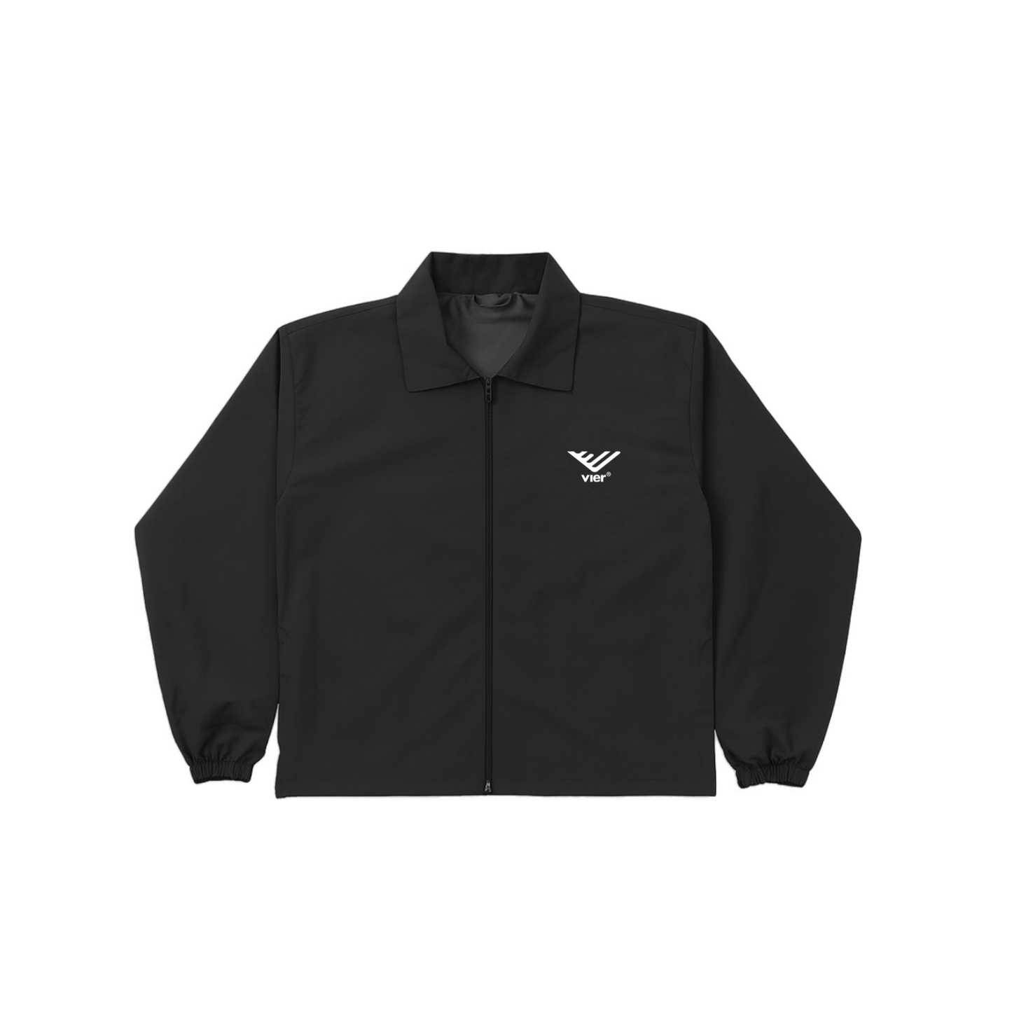 Black Collared Windbreaker Jacket