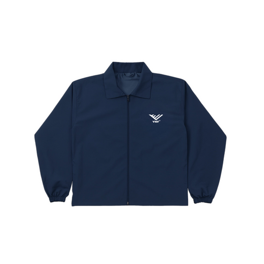 Navy Blue Collared Windbreaker Jacket