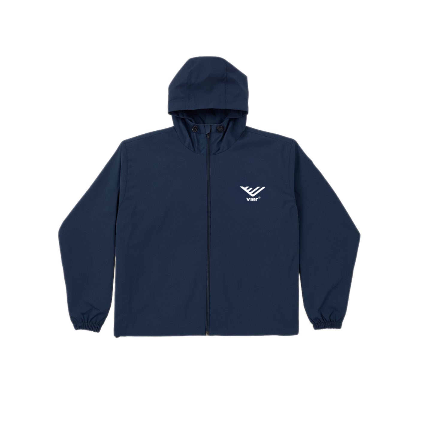 Navy Blue Hooded Windbreaker Jacket