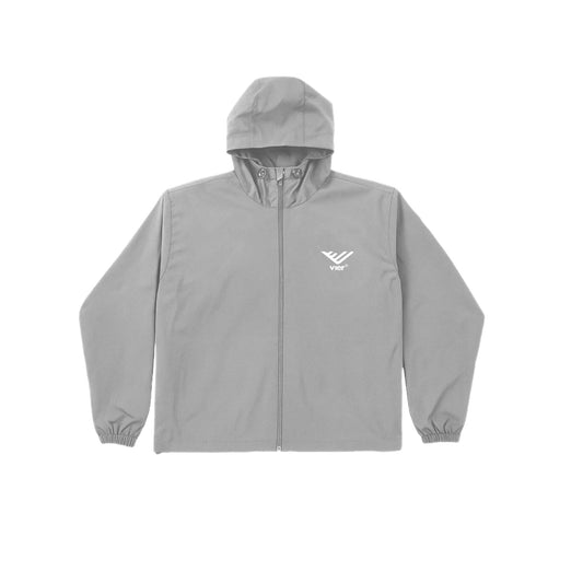 Light Grey Hooded Windbreaker Jacket