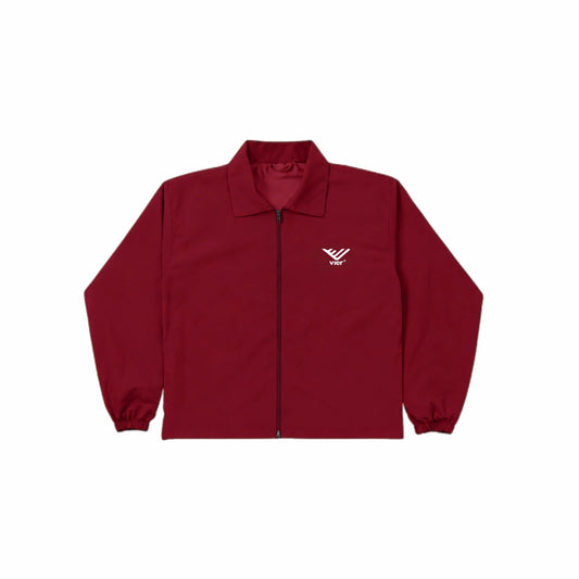 Burgundy Collared Windbreaker Jacket