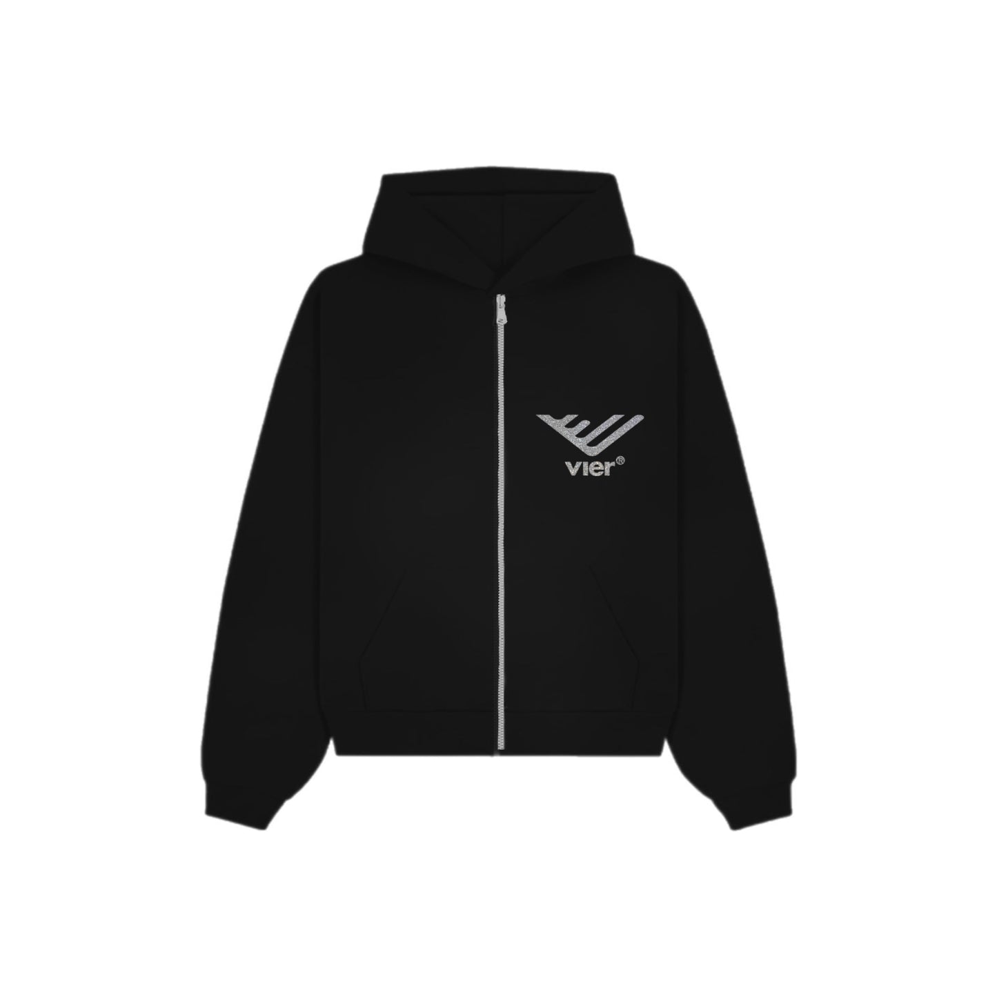 Black Zip-Up Logo Hoodie